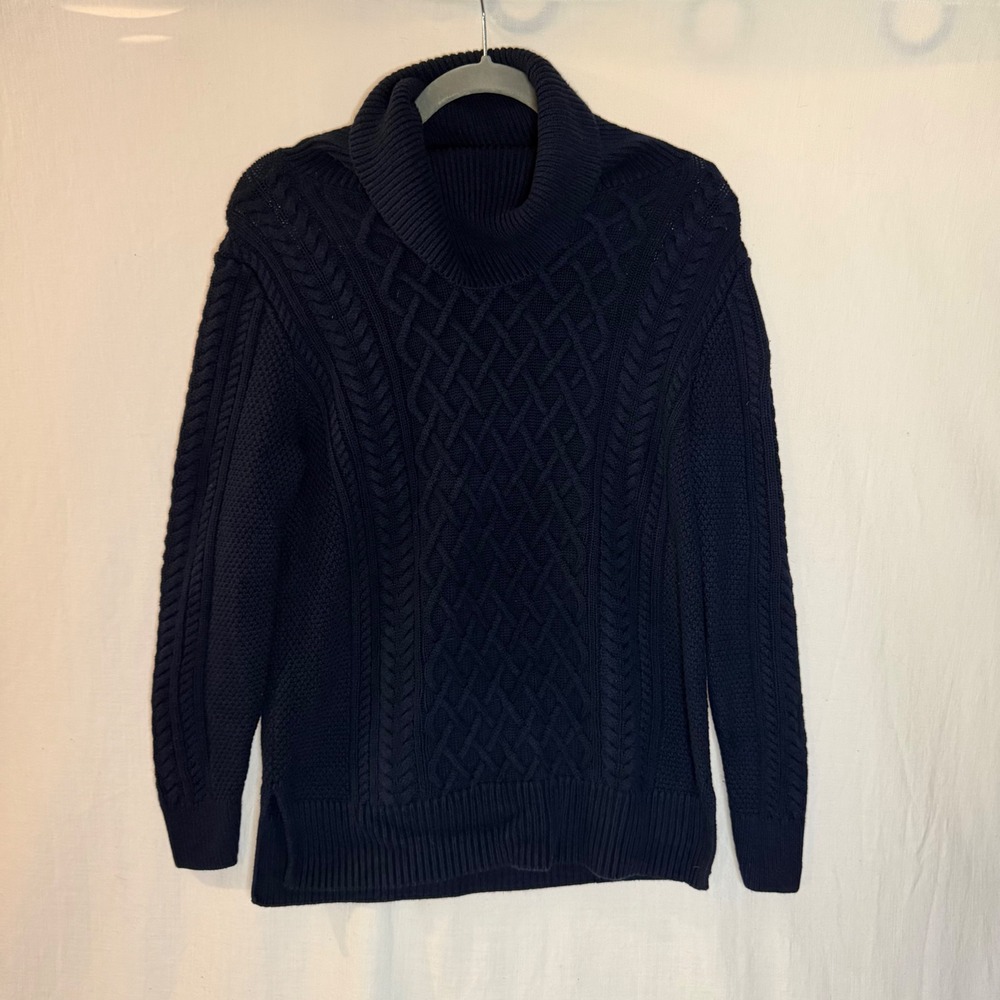 Banana Republic Navy Blue Cable Knit Cowl Neck Sweater Small